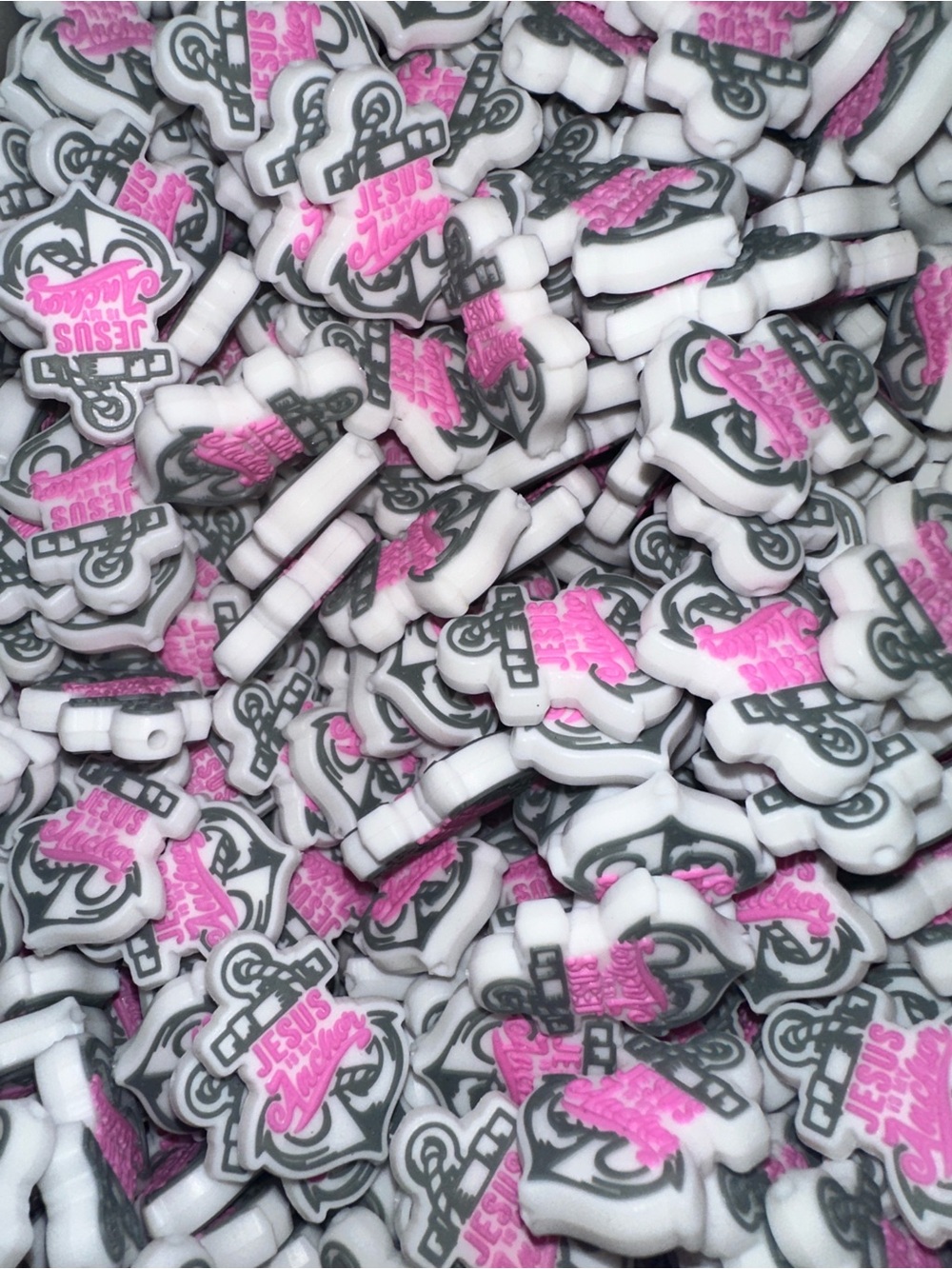 Pink & White Jesus is my anchor silicone focal. (10 pack)